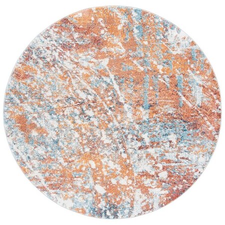 Safavieh 6 ft. 7 in. x 6 ft. 7 in. Crystal Power Loomed Round Area Rug; Ivory & Rust CRS316A-7R